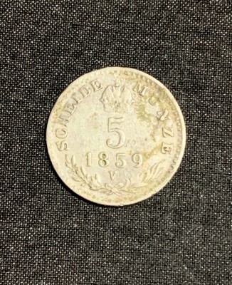 Moneda 5 kreuzer 1859 V Austria argint foto
