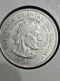 D2 Uruguay 10 pesos 1961 /Argint .900,12.5 g /Sesquicentennial of Revolution Against Spain/ aUNC / din foto