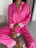 Set pijama dama din doua piese, cu nasturi &ndash; 2500255, Fucsia