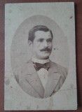 Fotografie tip CDV, barbat cu mustata, sfarsit de secol XIX