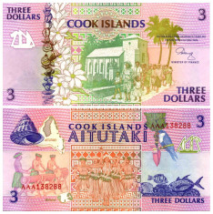 Cook Islands 1992 - 3 dollars UNC foto