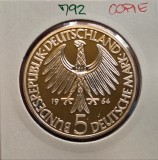 792 REPLICA, COPIE, Germania 5 Deutsche Mark Gottlieb Fichte 1964