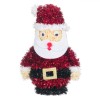 Ornament Brad Crăciun, 3D Moș Crăciun, Tinsel, Roșu Alb, 16.5cm, Oem
