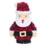 Ornament Brad Crăciun, 3D Moș Crăciun, Tinsel, Roșu Alb, 16.5cm, Oem