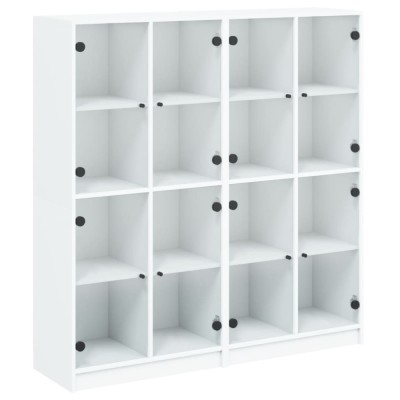 Biblioteca cu usi, alb, 136x37x142 cm, lemn prelucrat foto