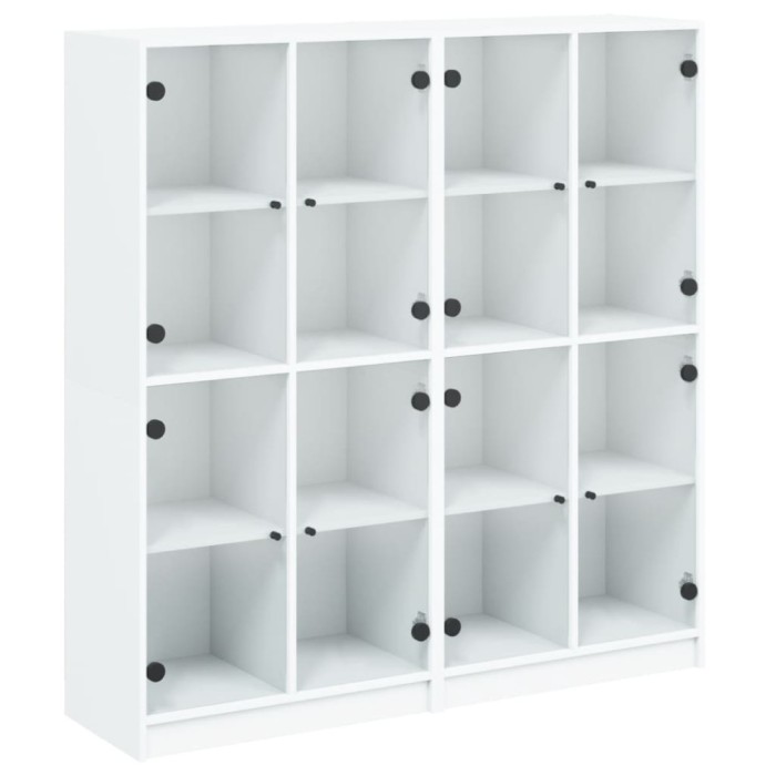 Biblioteca cu usi, alb, 136x37x142 cm, lemn prelucrat