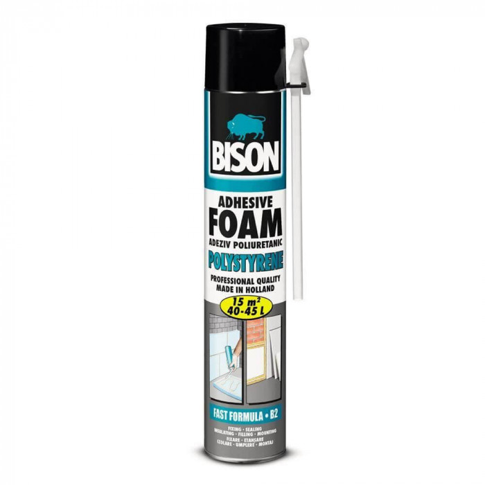 Spuma Poliuretanica pentru Polistiren Bison, 750 ml, Adhesive Foam, Spuma pentru Polistiren, Spuma Adeziva Polistiren, Spuma Poliuretanica Polistiren,