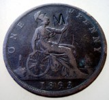 1.672 MAREA BRITANIE ANGLIA VICTORIA 1 ONE PENNY 1893 CONTRAMARCA M