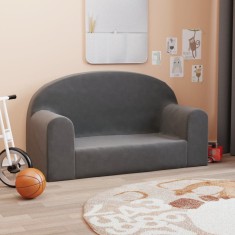 vidaXL Canapea pentru copii cu 2 locuri, antracit, pluș moale 357012