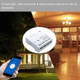 Releu Inteligent Smart WiFi 4 Canale, 220V, RF433MHz, Smart Life, Tuya, Alexa, Google Home, Comutator Wireless, Automatizare Casa