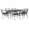 VidaXL Set de sufragerie de grădină 7 piese neagră sticlă polirattan 3334503