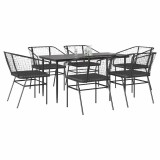 Gossi set de sufragerie de gradina 7 piese neagra sticla polirattan