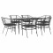 vidaXL Set de sufragerie de grădină 7 piese neagră sticlă polirattan 3334503