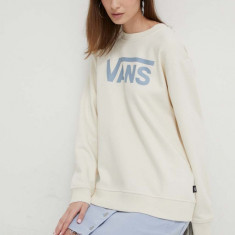 Vans bluza femei, culoarea bej, cu imprimeu