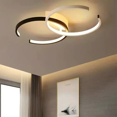 Lustra LED cu telecomanda VECTOR SEMIARC, 28W, 2 Elemente, lumina Rece/Calda/Neutra, Dimabila, Negru Alb foto