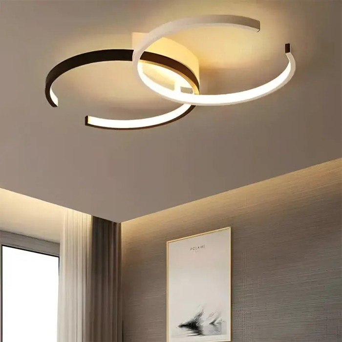 Lustra LED cu telecomanda VECTOR SEMIARC, 28W, 2 Elemente, lumina Rece/Calda/Neutra, Dimabila, Negru Alb