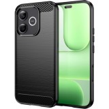 Husa compatibila cu Honor 600 Lite, TPU Slim, Protectie Anti Soc, Aspect Fibra de Carbon, Negru