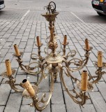 Spectaculos candelabru de dimensiuni impresionante cu 8 brate din bronz masiv in stilul francez Empire