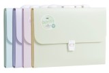 Servietă plastic cu m&acirc;ner și 7 compartimente Deli Macarons A4 culori pastel