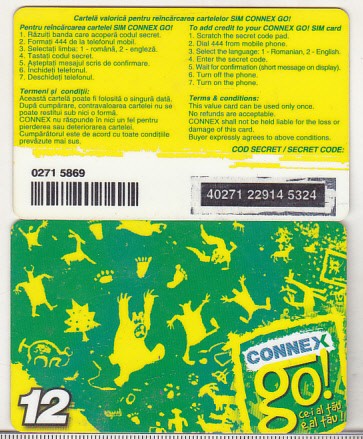 bnk card Romania - Connex - reincarcare Go! 12 - RO-CON-REF-0019D