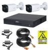 Kit supraveghere Dahua 2 camere 2MP IR 40m Lentila 2.8mm IP67, DVR 4 canale 5MP WizSense, accesorii montaj + Autocolant Rovision SafetyGuard Surveilla