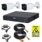 Kit supraveghere Dahua 2 camere 2MP IR 40m Lentila 2.8mm IP67, DVR 4 canale 5MP WizSense, accesorii montaj + Autocolant Rovision SafetyGuard Surveilla