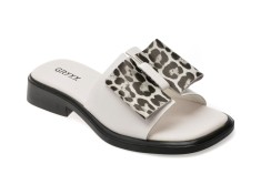 Papuci GRYXX albi, 6A038, din piele naturala