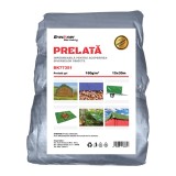 Prelata impermeabila UV cu ochiuri metalice inoxidabile 160g/m2 gri 15x30m, cusaturi duble, distanta inele 100 cm, Breckner Germany