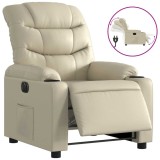 Cumpara ieftin Fotoliu rabatabil electric, crem, piele ecologica