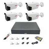 Sistem complet supraveghere 4 camere exterior FULL HD 2 MP 40m infrarosu, DVR 4 canale, accesorii SafetyGuard Surveillance