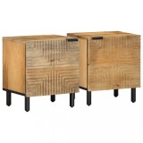 VidaXL Noptiere 2 buc Maro 40x33x46 cm Lemn masiv Mango