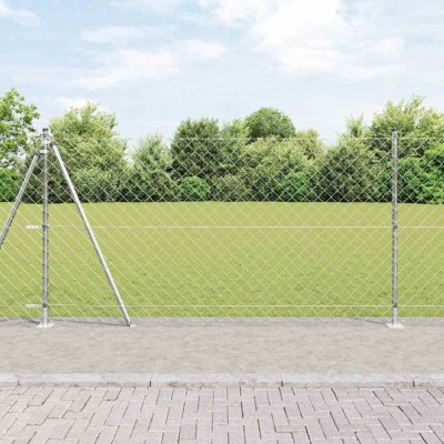 vidaXL &amp;Icirc;mprejmuire din plasă cu st&amp;acirc;lpi Argintiu 1.2 x 10 m Oțel 3351294 foto