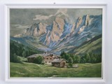 Cumpara ieftin Severin Pauli-Peisaj alpin - pictură &icirc;n ulei, Peisaje, Realism