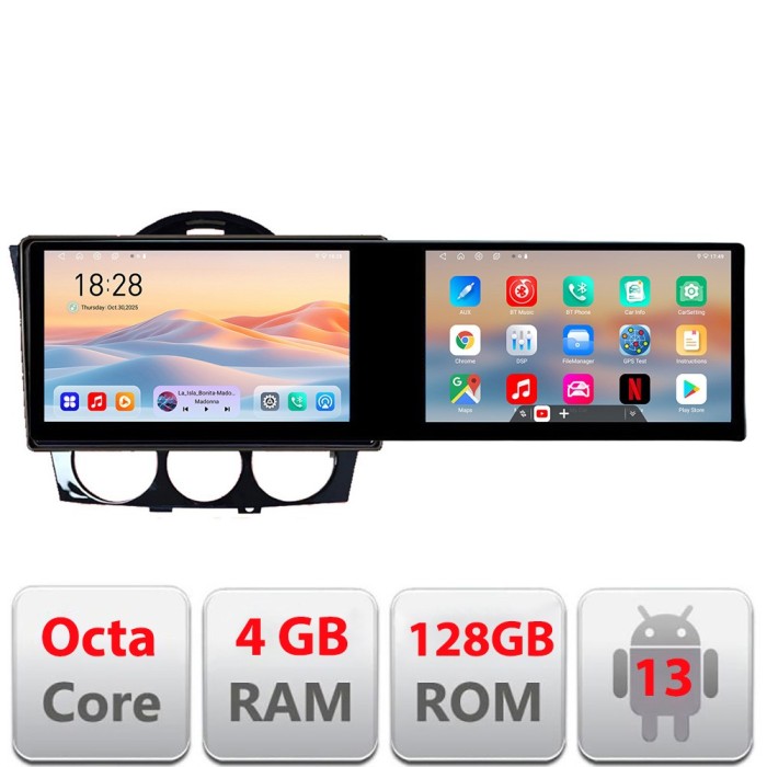 Navigatie Mazda RX8 2008-2011 Edotec 2 ecrane 8 core 4+128 21.6 inch Incell android Wifi 5Ghz gps internet CarStore Technology