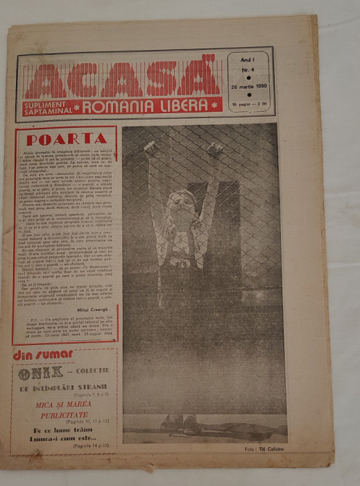 ACASA supliment săptăm&acirc;nal Rom&acirc;nia Liberă (26 martie 1990) Anul 1, nr. 4