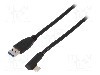 Cablu USB A mufa, USB C mufa in unghi, USB 1.1, USB 2.0, USB 3.0, lungime 3m, negru, Goobay - 66504