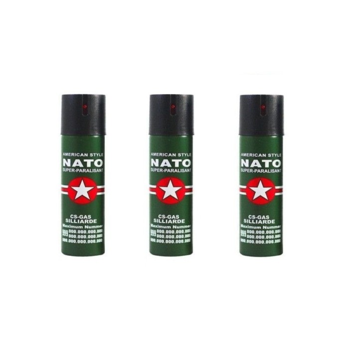 3 spray NATO paralizant de buzunar cu piper pentru autoaparare