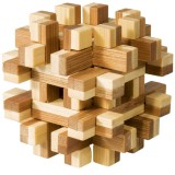 Joc logic IQ din lemn bambus Magic Blocks puzzle 3D, Fridolin