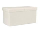 Cumpara ieftin Bancuta textil alb buclat Joris 76x38x38 cm