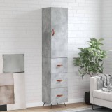 Cumpara ieftin Dulap &icirc;nalt, gri beton, 34,5x34x180 cm, lemn prelucrat