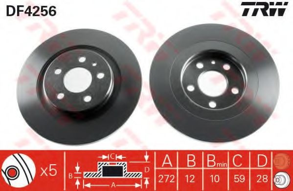 Disc frana PEUGEOT 807 (E) (2002 - 2016) TRW DF4256