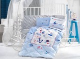 Cumpara ieftin Set Complet Lenjerie Patut Bebe Sailing Fish (Bumbac 100%)