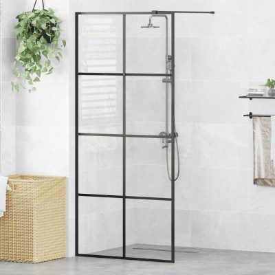 vidaXL Paravan de duș walk-in negru 90x195 cm sticlă ESG transparentă foto