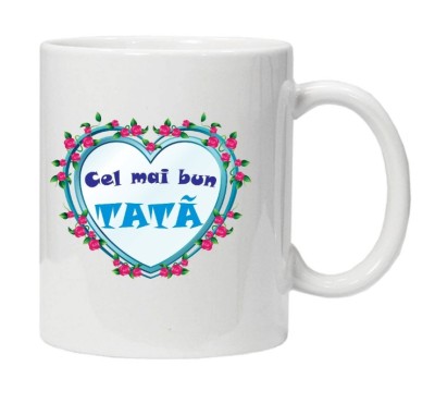 Cana alba personalizata &amp;quot;cel mai bun tata&amp;quot;, INOVATIX&amp;reg;. 330ml foto