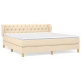 Cumpara ieftin Pat box spring cu saltea, crem, 160x200 cm, material textil