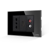 Cumpara ieftin Priza &icirc;ngusta cu HDMI si audio, rama din sticla neagra Luxion, 3M