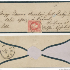 Ardeal 1867 5Kr Franz Joseph nedantelat taiat din intreg circulat pe plic Zalau