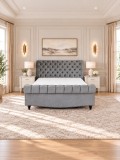 Pat Misterio 160x200 cm Tapitat Catifea Gri Somiera Inclusa (cod AF 3589-60)