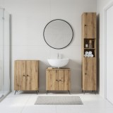 Cumpara ieftin Set de cabinet pentru baie cu 3 piese BREDA Stejar Artizanal