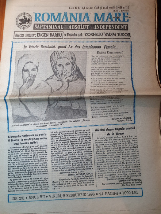 ziarul romania mare 2 februarie 1996